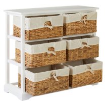 Ashbile Wooden Chest Of 6 Basket Drawers In White