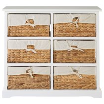 Ashbile Wooden Chest Of 6 Basket Drawers In White