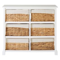 Ashbile Wooden Chest Of 6 Basket Drawers In White