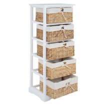 Ashbile Wooden Chest Of 5 Basket Drawers In White