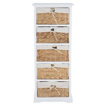 Ashbile Wooden Chest Of 5 Basket Drawers In White