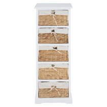 Ashbile Wooden Chest Of 5 Basket Drawers In White