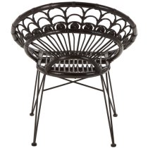 Hunor Black Kubu Rattan Chair With Black Iron Legs