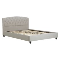 Flegetonte Fabric King Size Bed In Light Grey