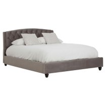 Flegetonte Velvet King Size Bed In Brushed Steel