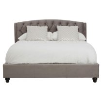 Flegetonte Velvet King Size Bed In Brushed Steel