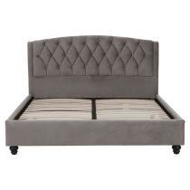 Flegetonte Velvet King Size Bed In Brushed Steel