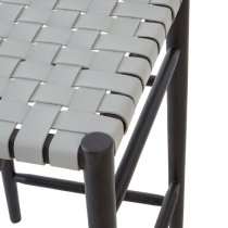 Formosa Square Wooden Stool With Leather Seat In Grey