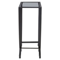 Ruchbah Black Glass Top Side Table With Curved Metal Base