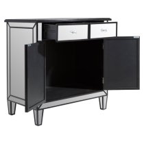 Tiffani Mirrored Glass Sideboard In Silver And Black