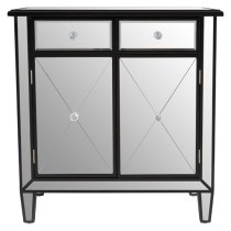 Tiffani Mirrored Glass Sideboard In Silver And Black