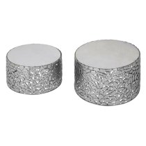 Casa Marble Set Of 2 Side Tables With Antique Pewter Frame