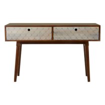 Beemim Wooden Console Table With 2 Drawers In Natural And Brown