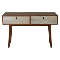 Beemim Wooden Console Table With 2 Drawers In Natural And Brown