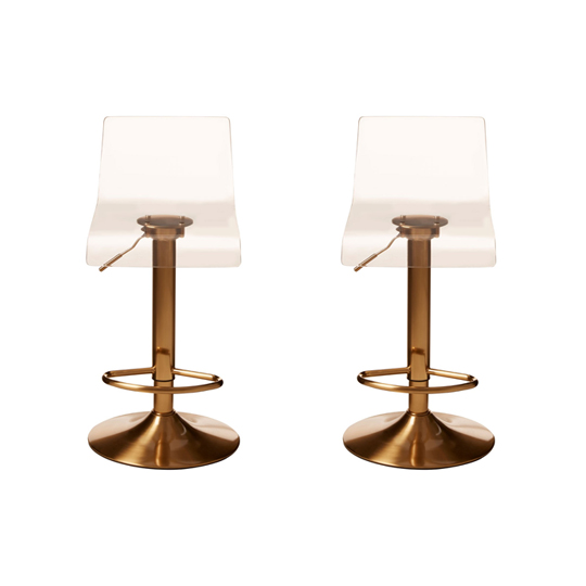 Baino Clear Acrylic Bar Chairs With Gold Base In A Pair