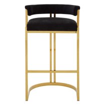 Markeb Black Velvet Bar Stool With Gold Stainless Steel Frame