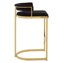 Markeb Black Velvet Bar Stool With Gold Stainless Steel Frame