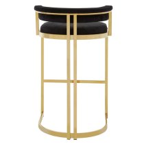 Markeb Black Velvet Bar Stool With Gold Stainless Steel Frame