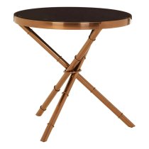 Alvara Black Glass Top Side Table With Rose Gold Bamboo Frame