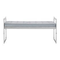 Alluras Blue Velvet Seating Bench With Silver Frame