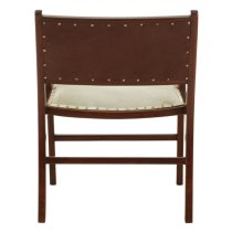 Formosa Rich Brown Leather Dining Chair With Wooden Frame