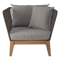 Okala Woven Rope Armchair With Wooden Frame In Light Grey