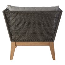 Okala Woven Rope Armchair With Wooden Frame In Light Grey