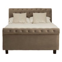 Lionrock Velvet Storage Ottoman Double Bed In Brushed Steel