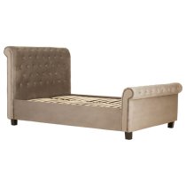 Lionrock Velvet Storage Ottoman Double Bed In Brushed Steel