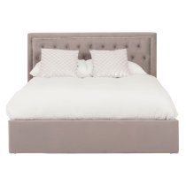 Hannata Velvet Storage Ottoman King Size Bed In Brushed Steel