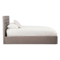 Hannata Velvet Storage Ottoman King Size Bed In Brushed Steel