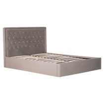 Hannata Velvet Storage Ottoman King Size Bed In Brushed Steel