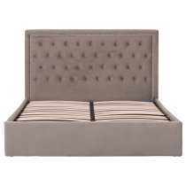 Hannata Velvet Storage Ottoman King Size Bed In Brushed Steel