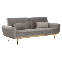 Eltanin Upholstered Velvet Sofa Bed With Gold Legs In Grey