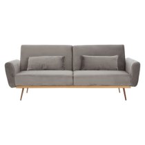 Eltanin Upholstered Velvet Sofa Bed With Gold Legs In Grey