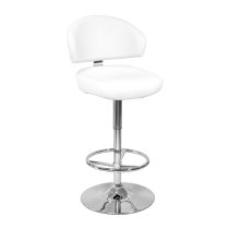 Casino White Leather Bar Stool With Chrome Base