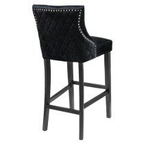 Victoria Black Velvet Bar Stool Black Wooden Frame