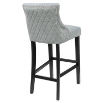 Victoria Grey Velvet Bar Stool Black Wooden Frame