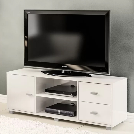 Coven High Gloss TV Stand With 1 Door In White