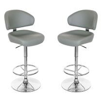 Casino Grey Leather Bar Stool In Pair