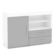 Edged High Gloss Sideboard In Grey And White