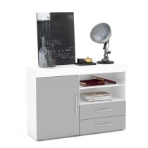 Edged High Gloss Sideboard In Grey And White