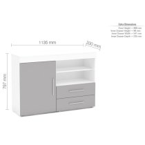 Edged High Gloss Sideboard In Grey And White