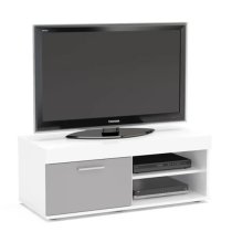 Edged High Gloss TV Stand Small In Grey And White