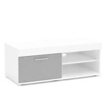 Edged High Gloss TV Stand Small In Grey And White