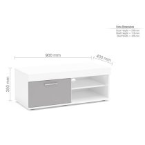 Edged High Gloss TV Stand Small In Grey And White