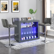 Fiesta High Gloss Bar Table Unit In Grey With LED Lighting