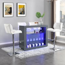 Fiesta High Gloss Bar Table Unit In Grey With LED Lighting