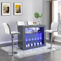 Fiesta High Gloss Bar Table Unit In Grey With LED Lighting