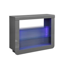 Fiesta High Gloss Bar Table Unit In Grey With LED Lighting